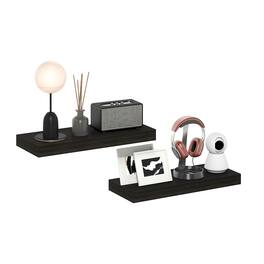 Furinno - TANNA Floating Shelves for Wall Set of 2, 9 x 24 Wall Shelf, Wall Mounted Shelf with Invisible Bracket, 2-in Thick - Tobacco Oak