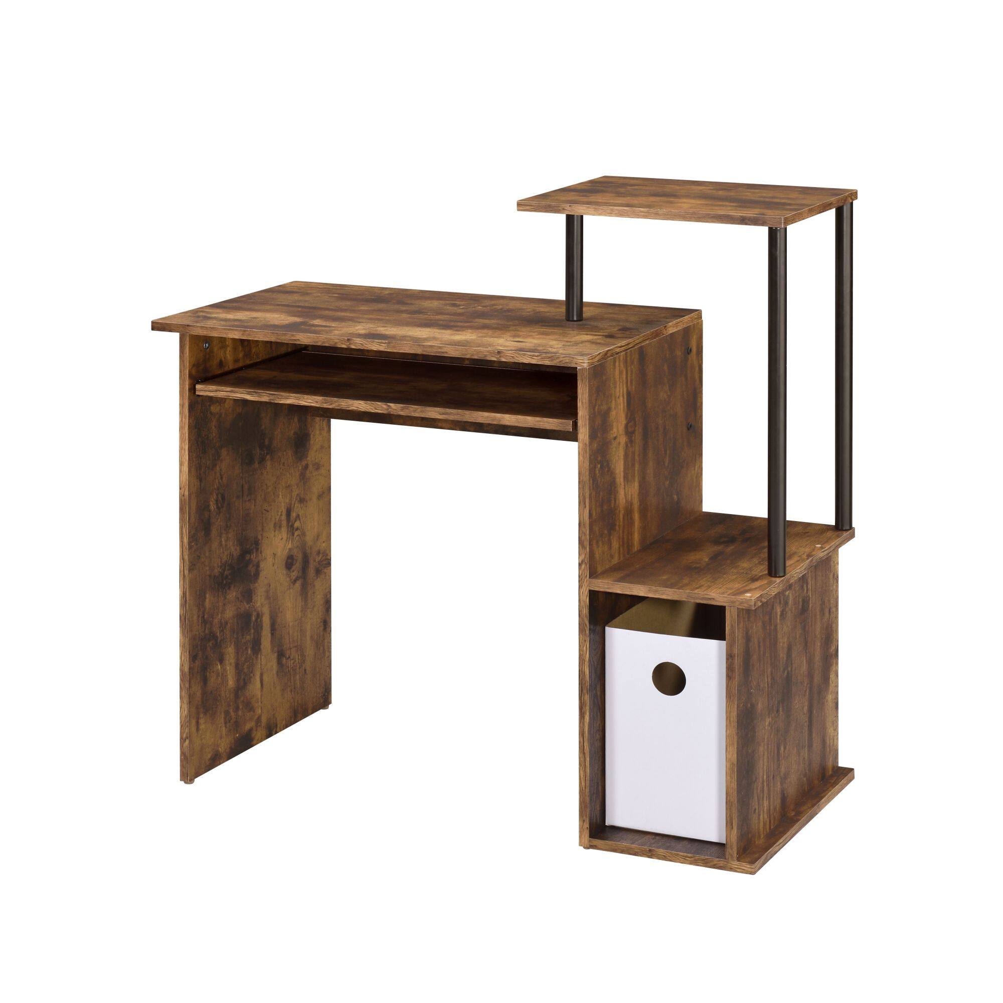 Back. GOODSILO - Modern Computer Desk with Keyboard Tray and Storage Compartment - Black+Oak.