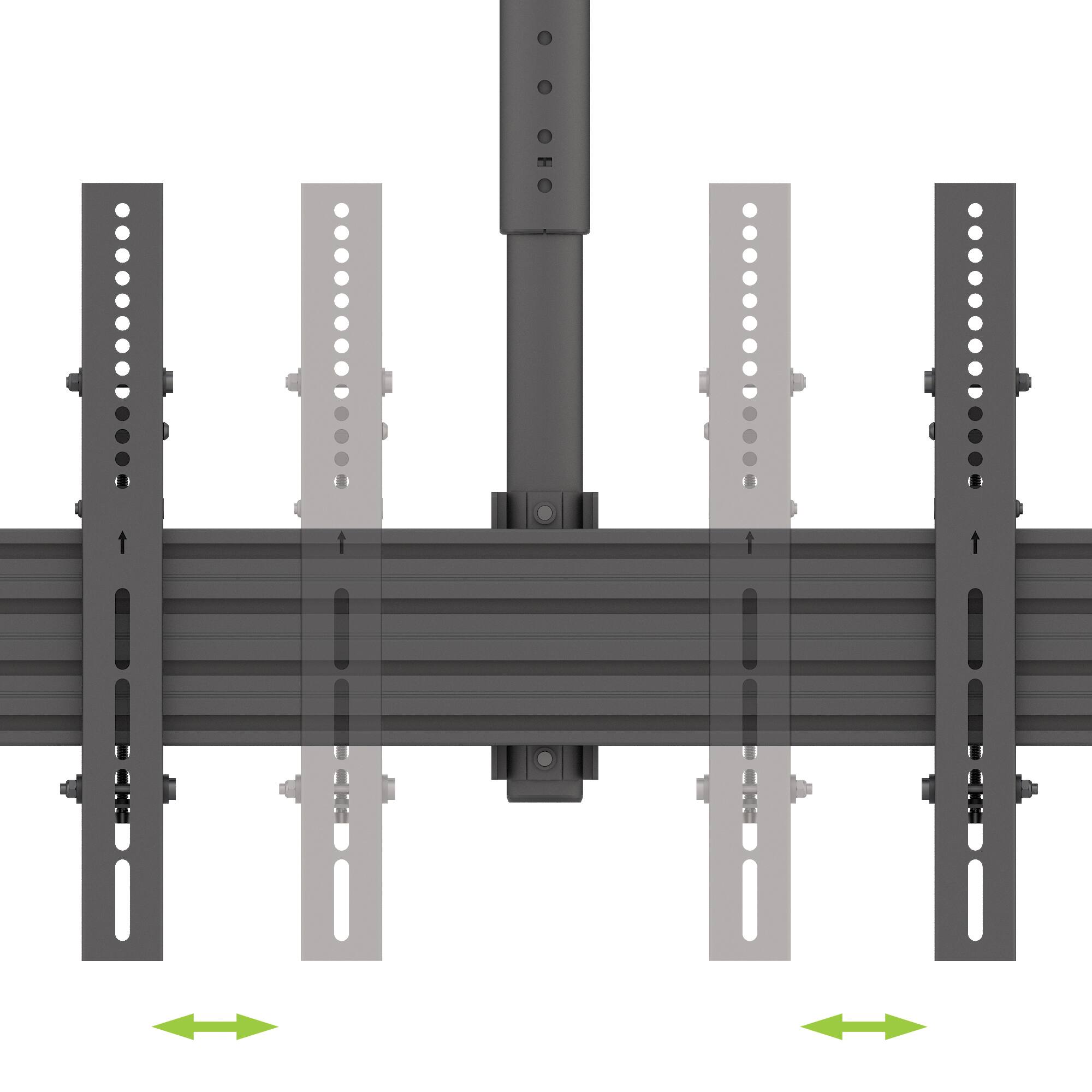 Back. Kanto - Menu Board Ceiling Mount System with Tilting Arms for 40" - 60" TVs, 3 Screens - Black.