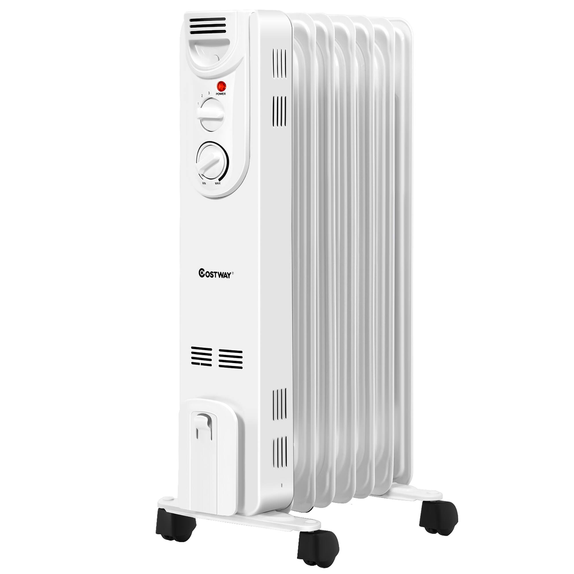 Alt View 10. Costway - Costway 1500W Electric Indoor Oil Heater W/3 Heat Settings & Safe Protection for Home - White.