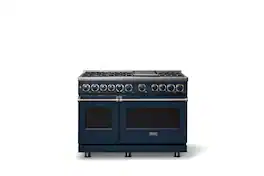 Viking - 48 in. Wide 6 Burner 7-Series Dual Fuel Self-Clean Range with Griddle - Slate Blue