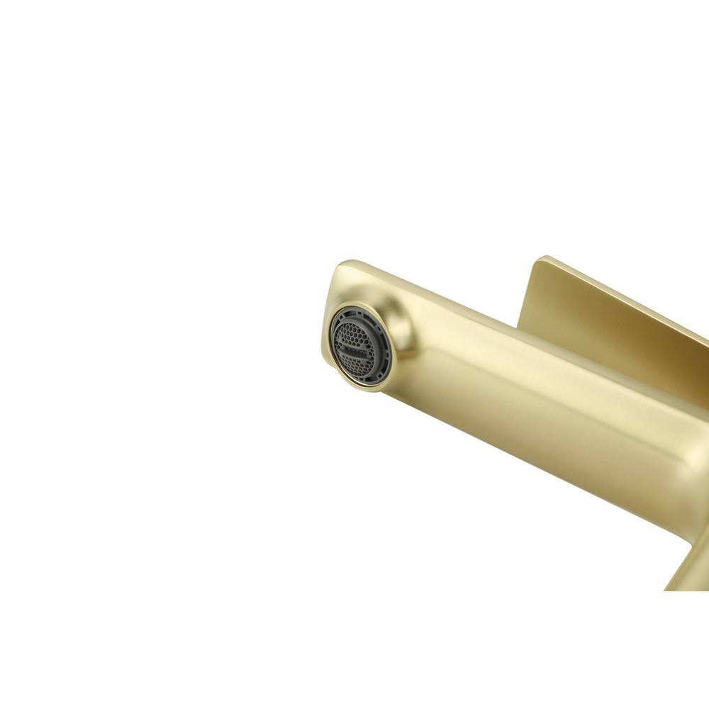 Alt View 6. Elegant Kitchen and Bath - Lena Single Hole Single Handle Bathroom Faucet in Brushed Gold - Brushed Gold.