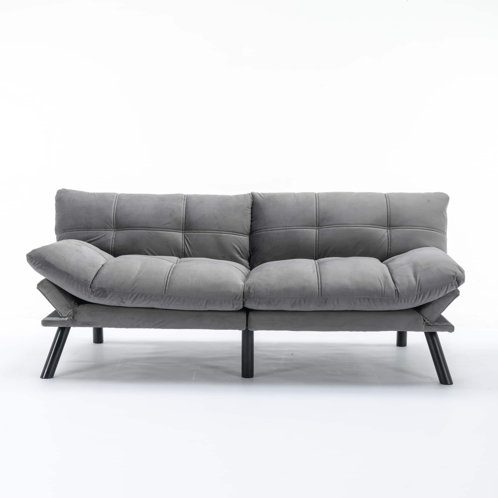 GOODSILO - Convertible Folding Sofa Bed with Adjustable Armrests and Backrest for Small Spaces - Light Gray