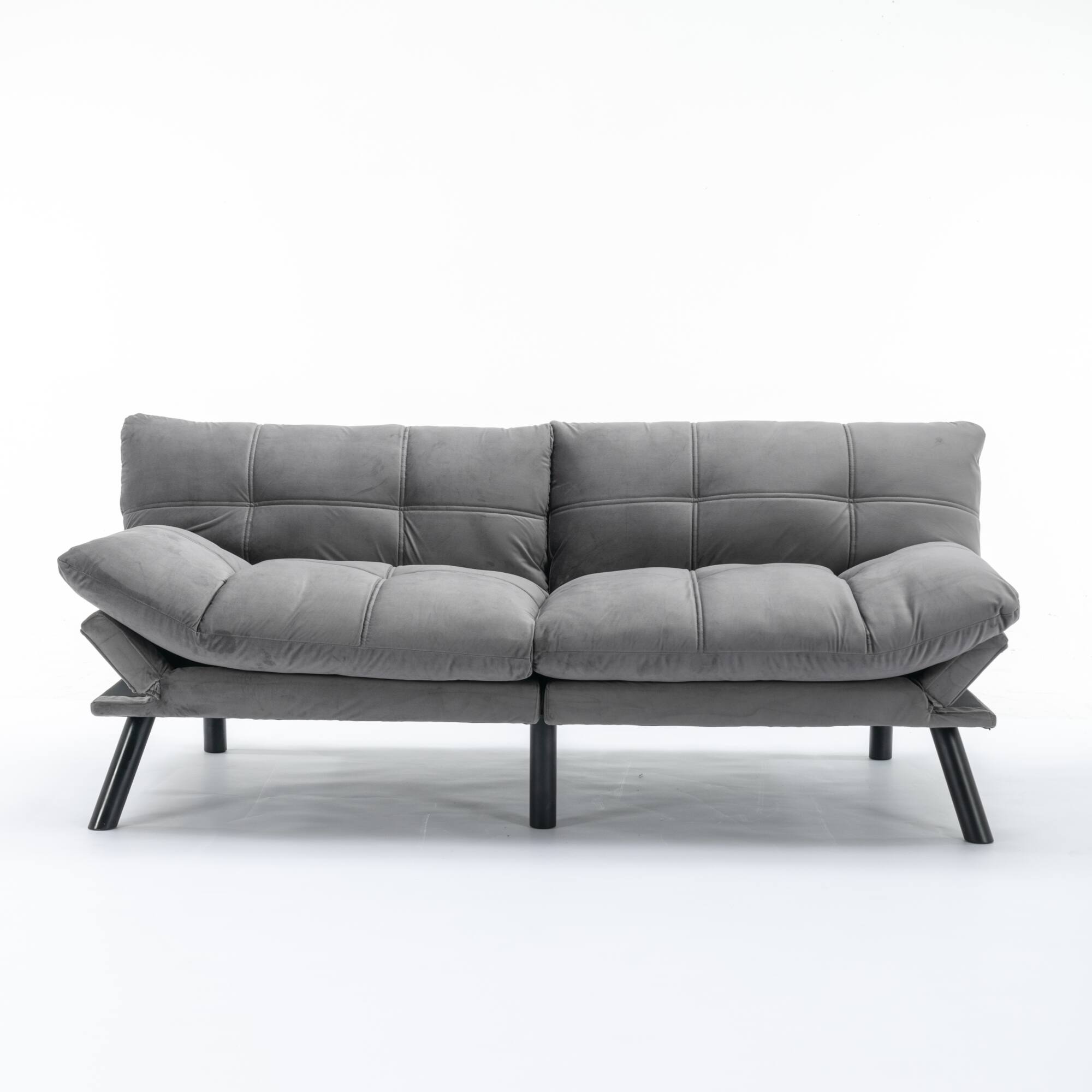 Front. GOODSILO - Convertible Folding Sofa Bed with Adjustable Armrests and Backrest for Small Spaces - Light Grey.