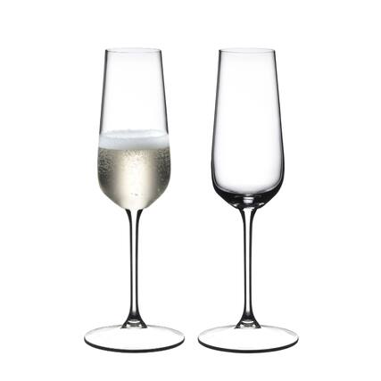 Front. Riedel - Grape@ Champagne Flute Wine Glass, Set of 2, 8 ounce - Clear.
