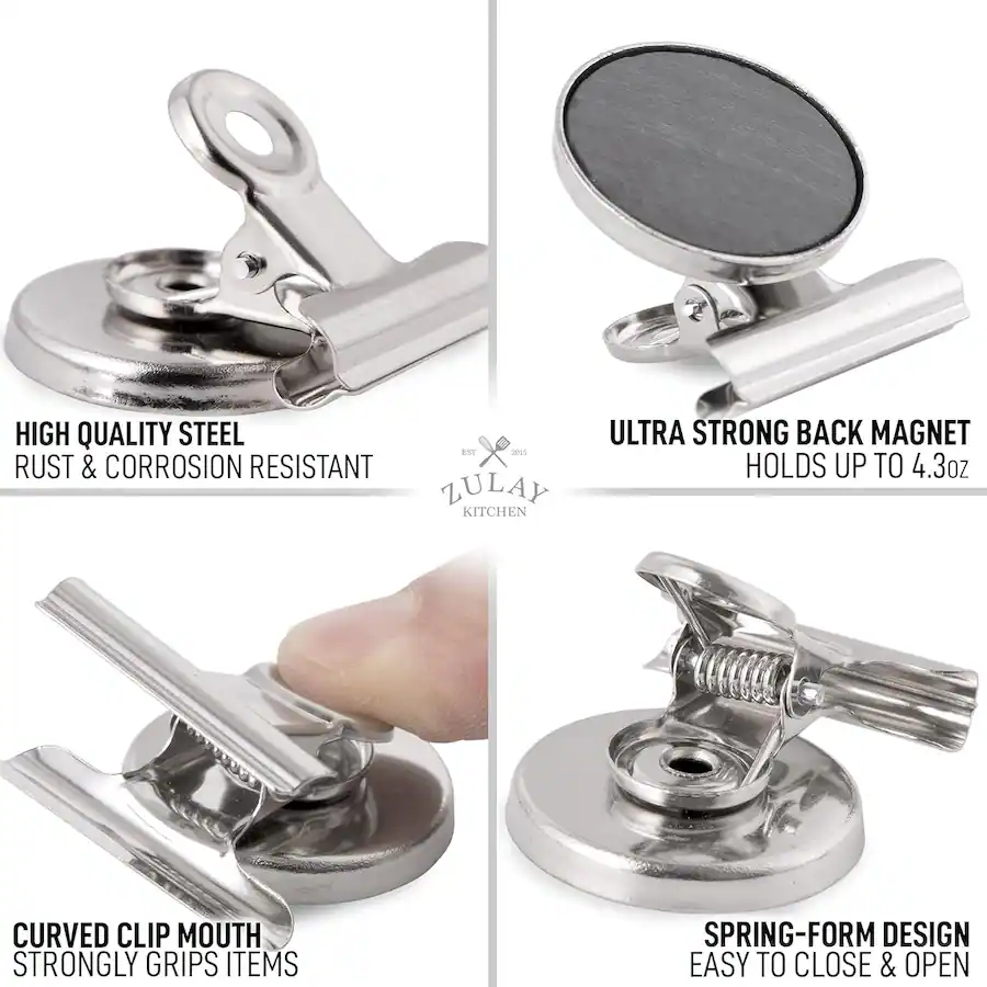 Magnetic Kitchen Clips Zulay Kitchen Set of 12 Magnets for Whiteboard & Refrigerator Strong ...