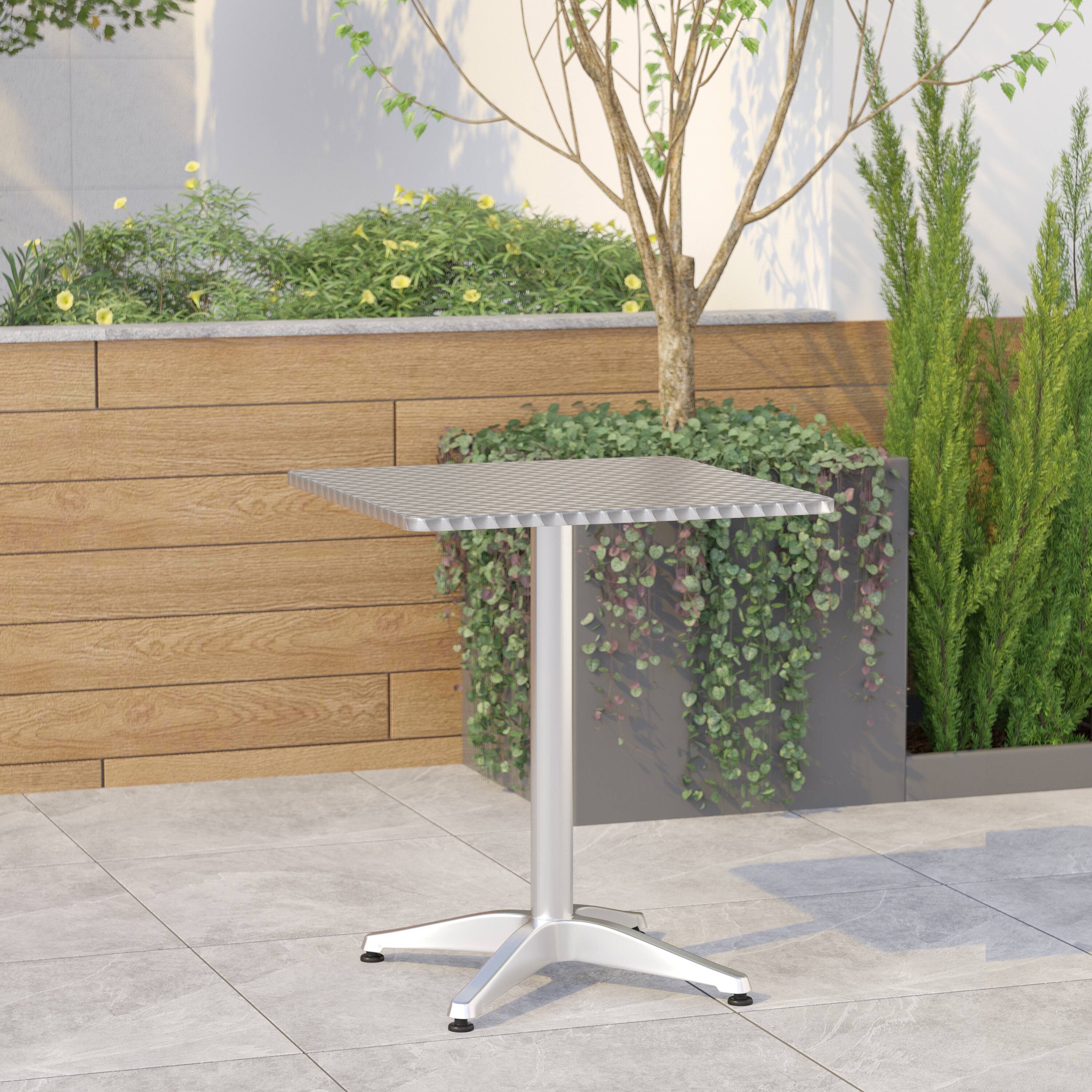 Alt View 1. Emma + Oliver - 23.5'' Square Aluminum Indoor-Outdoor Table with Base - Aluminum.