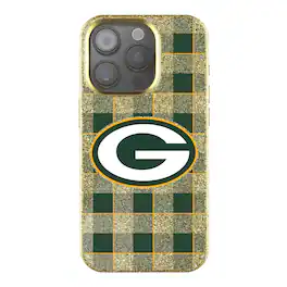 Keyscaper - NFL - Green Bay Packers Plaid Bling iPhone Case - 14 - Gold