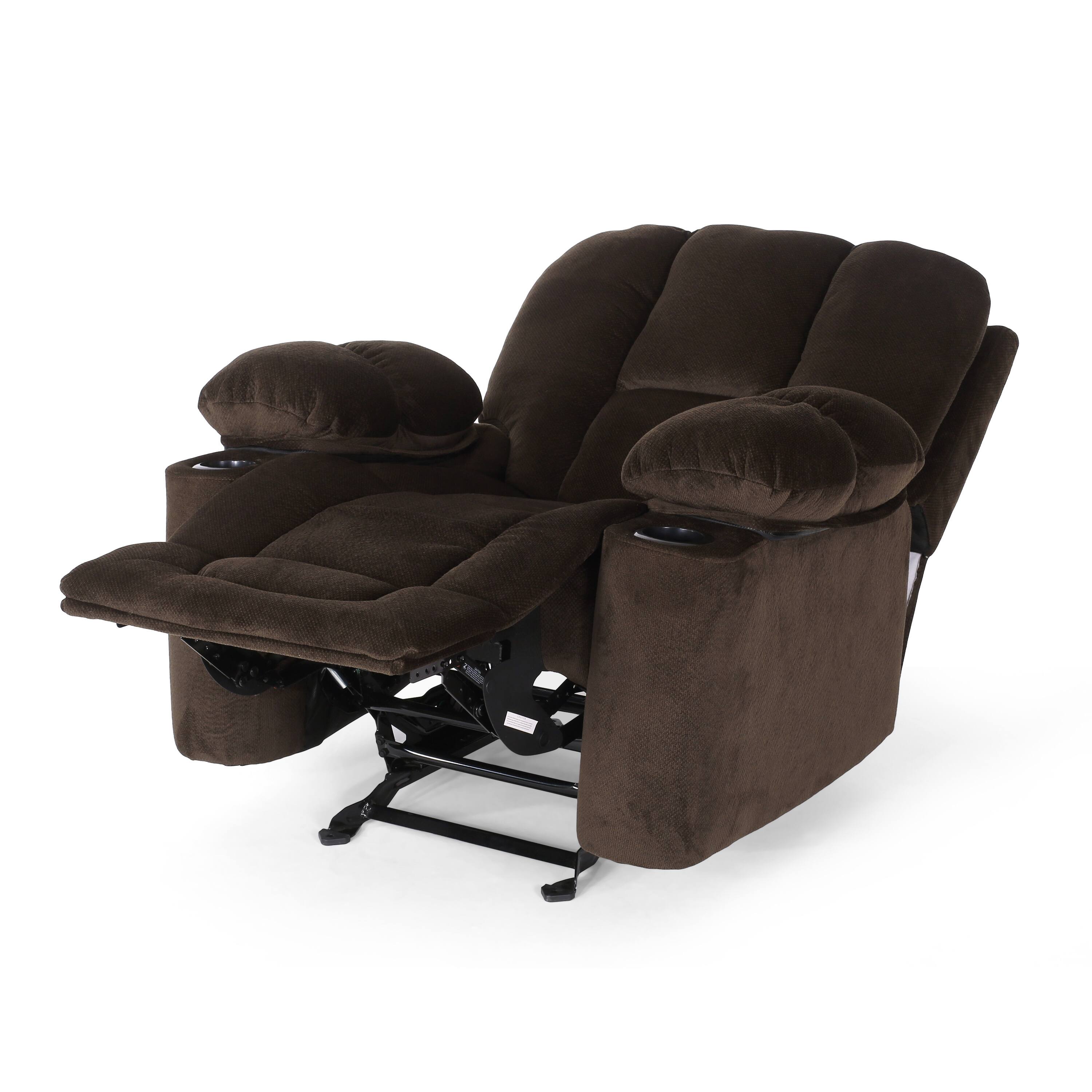 Alt View 4. TinyHomie - Luxurious Manual Recliner Chair in Chocolate with Skin Friendly Fabric and Dual Cup Holders - white.