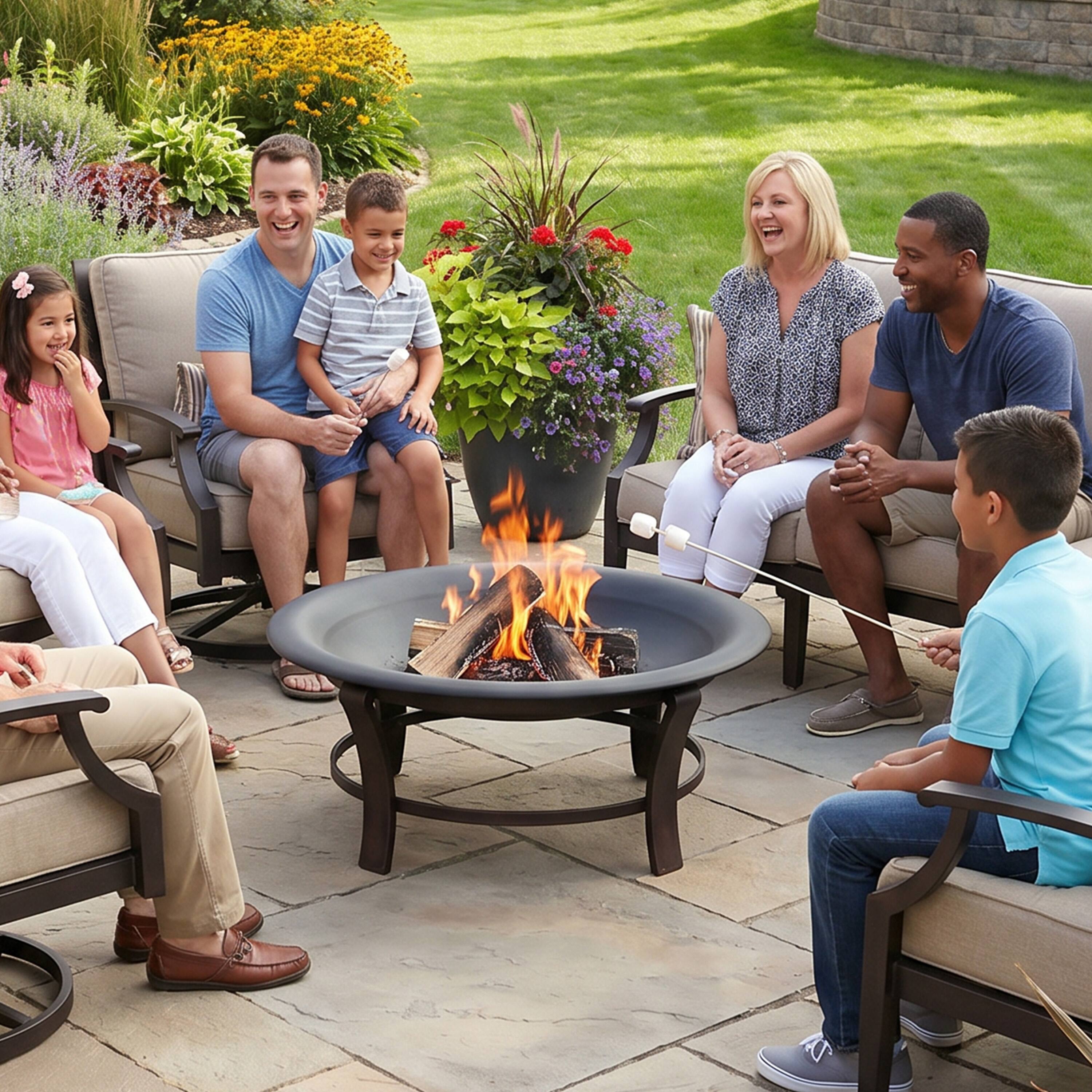 Alt View 10. Sunnydaze - 33 in Classic Elegance Steel Replacement Fire Pit Bowl - Black.