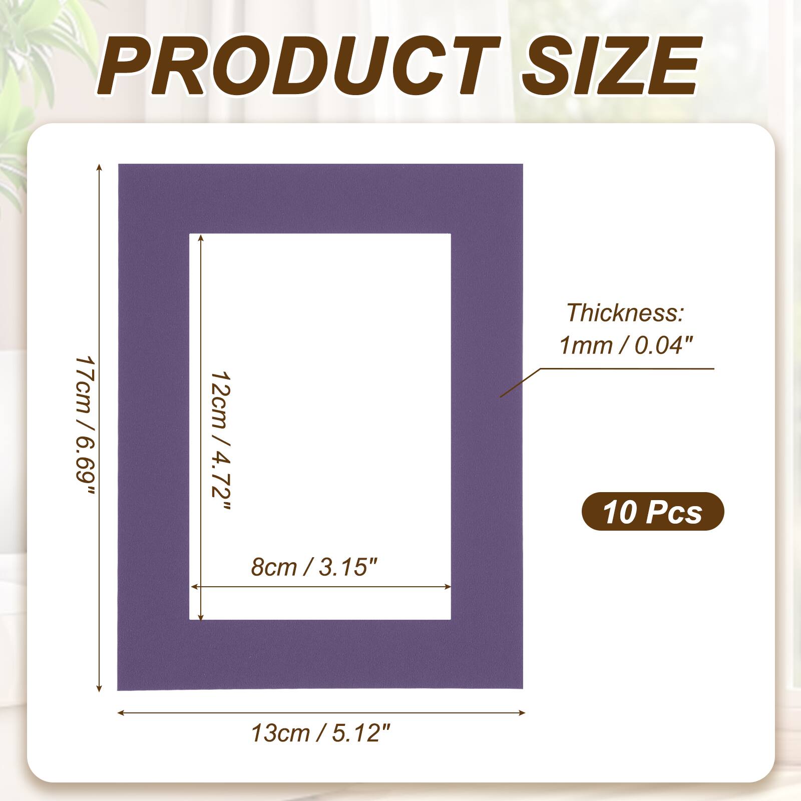 PRODUCT SIZE

17cm / 6.69"  
12cm / 4.72"  
8cm / 3.15"  
Thickness: 1mm / 0.04"  
10 Pcs