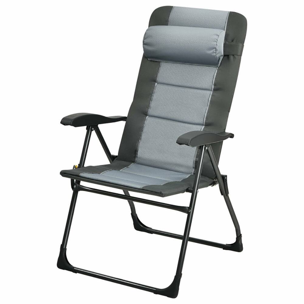 Left. Pefilos - 7 Position Adjustable Reclining Backrest Beach Chair- 2 Pack - Gray.