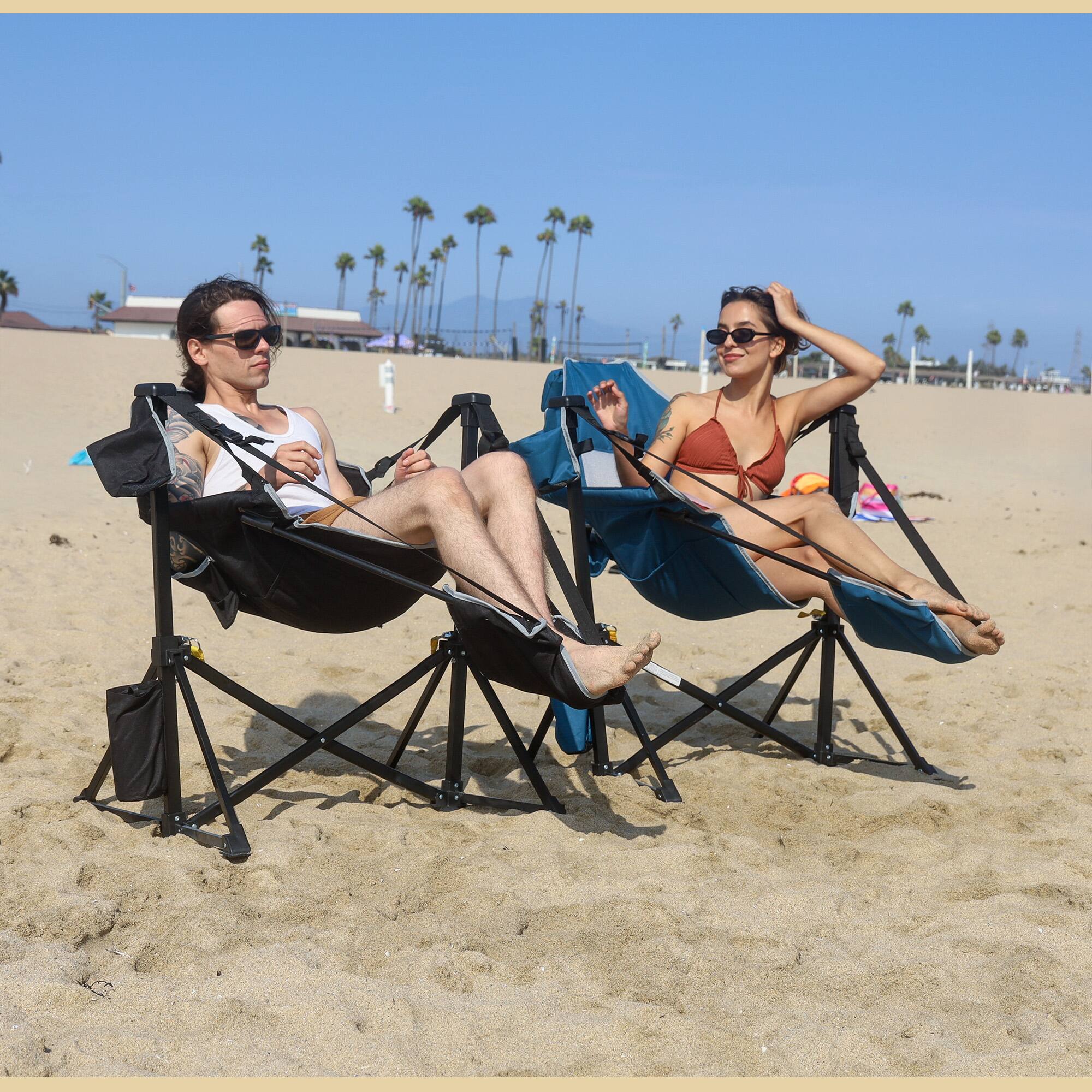 Alt View 2. Arrowhead - Arrowhead Outdoor KKS0371U Durable Folding Hammock Chair with Footrest, Dual Cup Holders, 300 lb Support - Black.