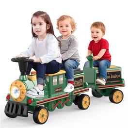 ANPABO - 12V Powered Ride on Toy Train for Kids, Ride On Train Set Trackless, Include 1 Locomotive & 1 Carriage