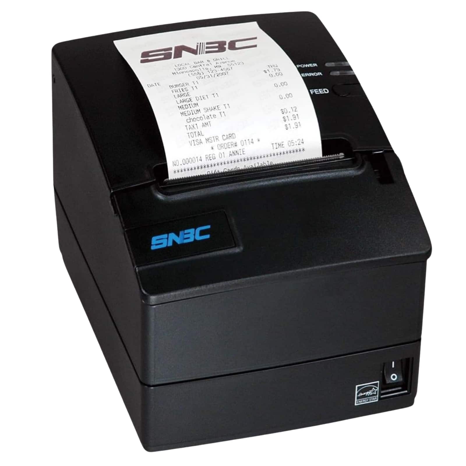 SNBC - BTP-R180II 80mm Thermal Receipt Printer - 230mm/s USB Serial Ethernet | Auto Cutter POS Retail Restaurant Kitchen 3 1/8" - Black