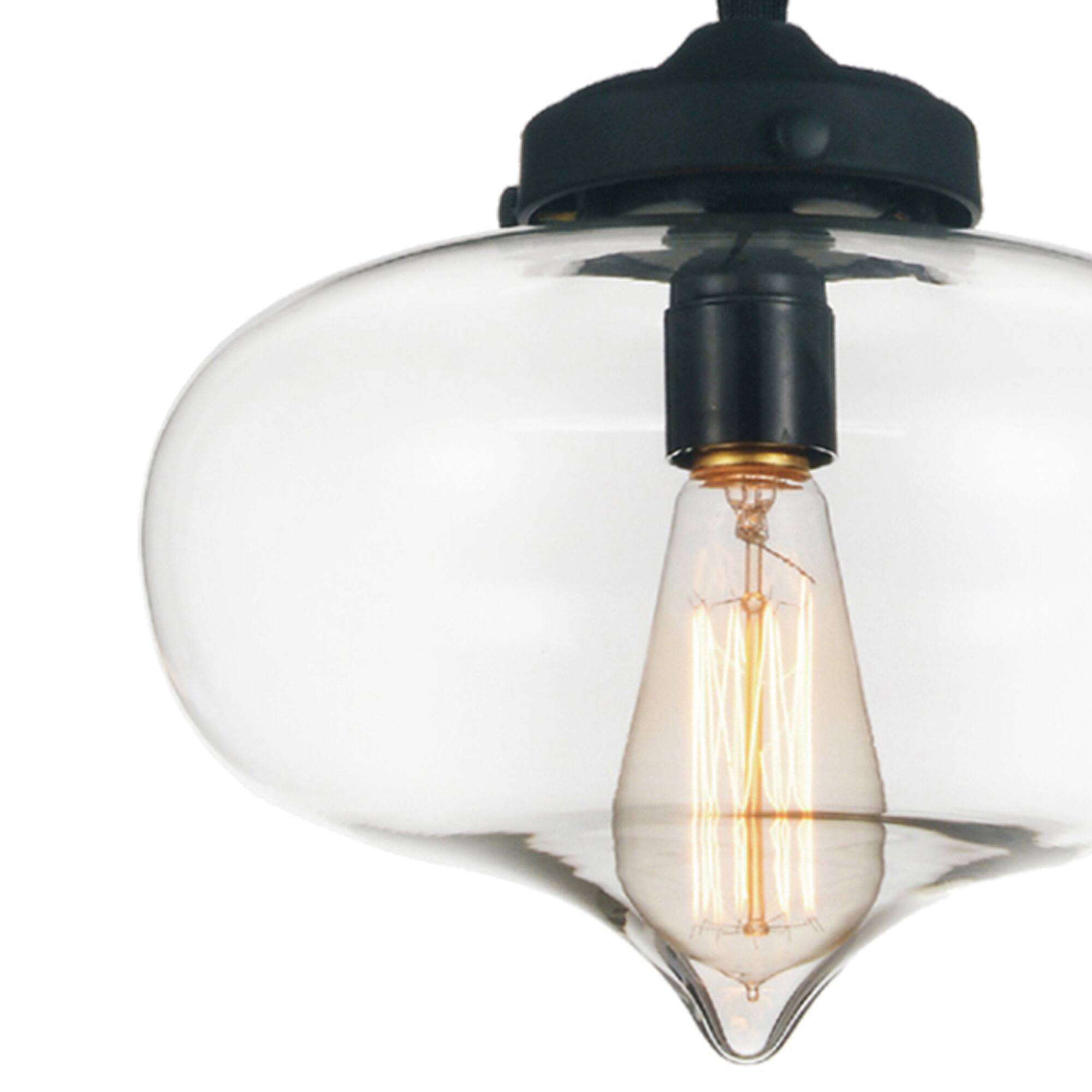 Back. CWI Lighting - Glass 1 Light Down Mini Pendant With Clear Finish - Black.