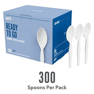 perk  
READY TO GO  
MORNING, SPOON, AND NIGHT  
300 CAUSE STIR MEDIUM PLASTIC SPOONS  
300 Spoons Per Pack