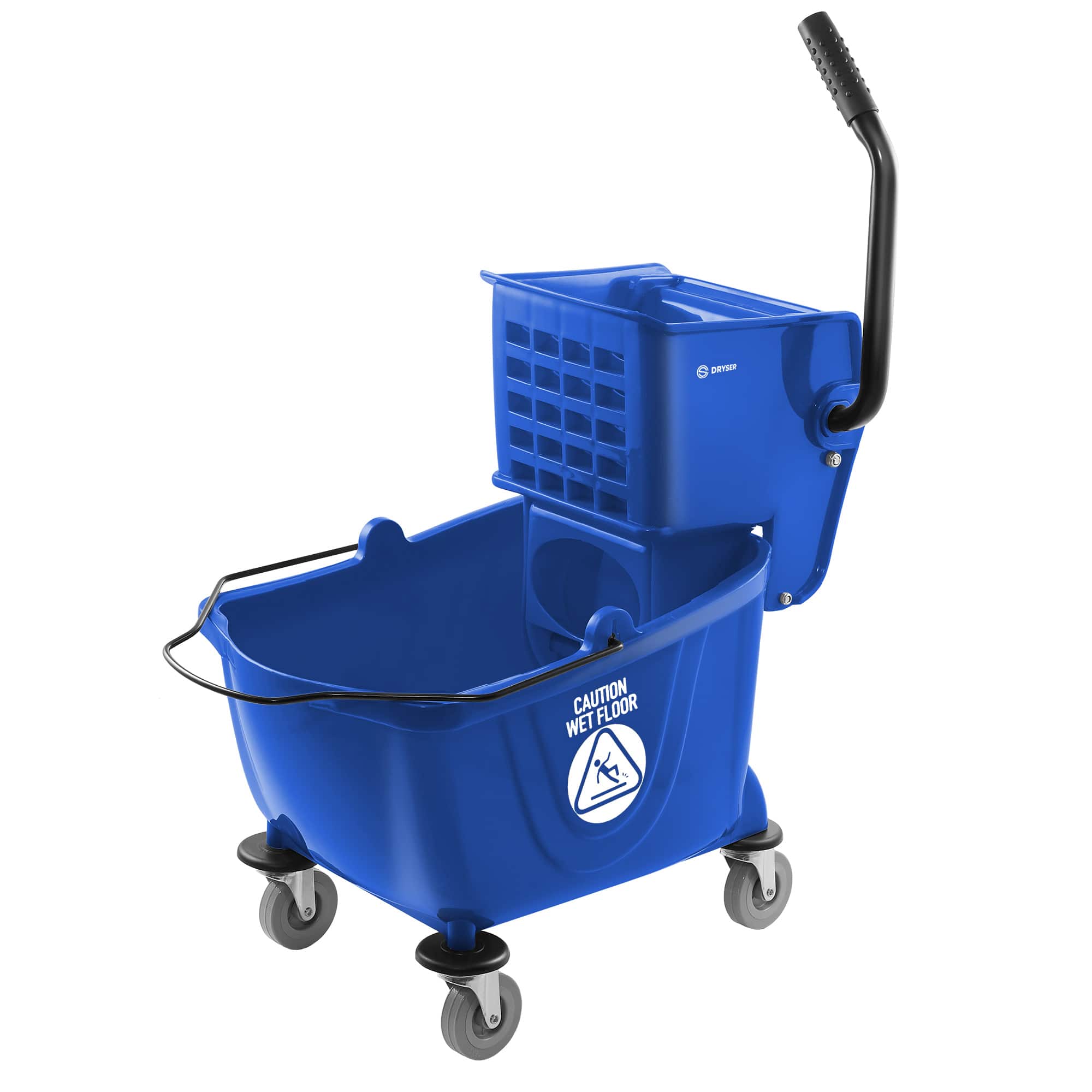 Dryser - Commercial Mop Bucket with Side Press Wringer - 26 Quart - Blue