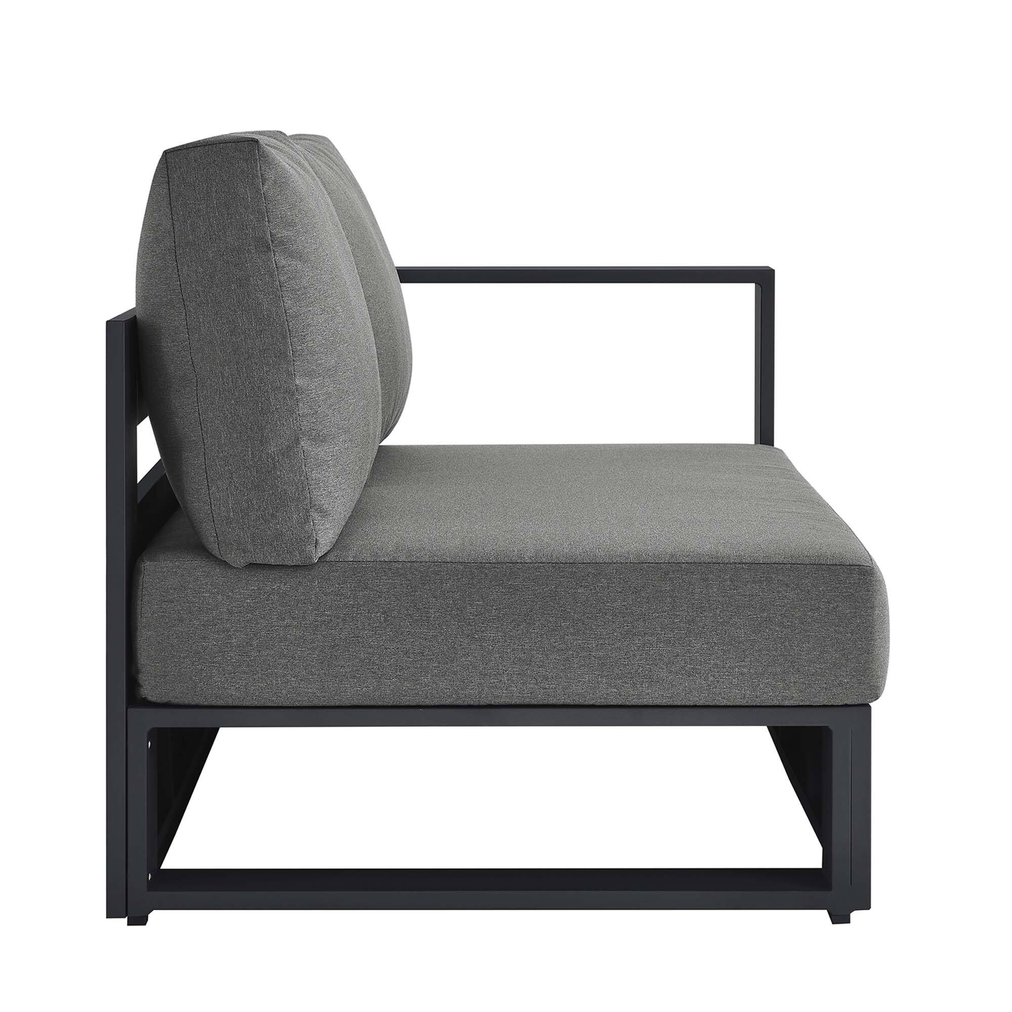 Alt View 2. Modway - Tahoe Outdoor Patio Powder-Coated Aluminum Modular Right-Facing Loveseat by Modway - Gray Charcoal.