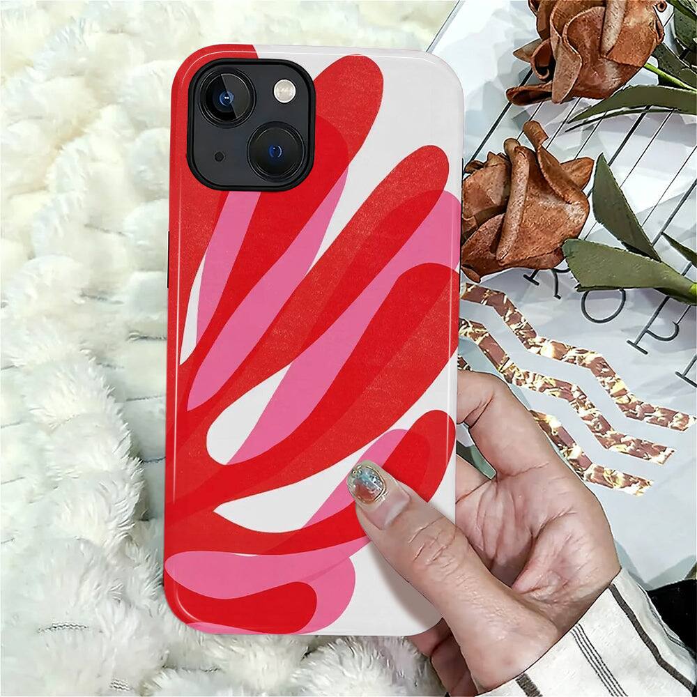 Alt View 6. Finnhomy - Smartphone Case for iPhone 14 Plus - Blush Lines Design 2 Layer Military Protection Anti Slip Grip - Blush Lines for iPhone 14 Plus.