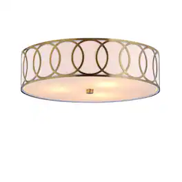 Jonathan Y - Aria 3-Light 15.5" Metal LED Flush Mount, Brass - Brass Gold