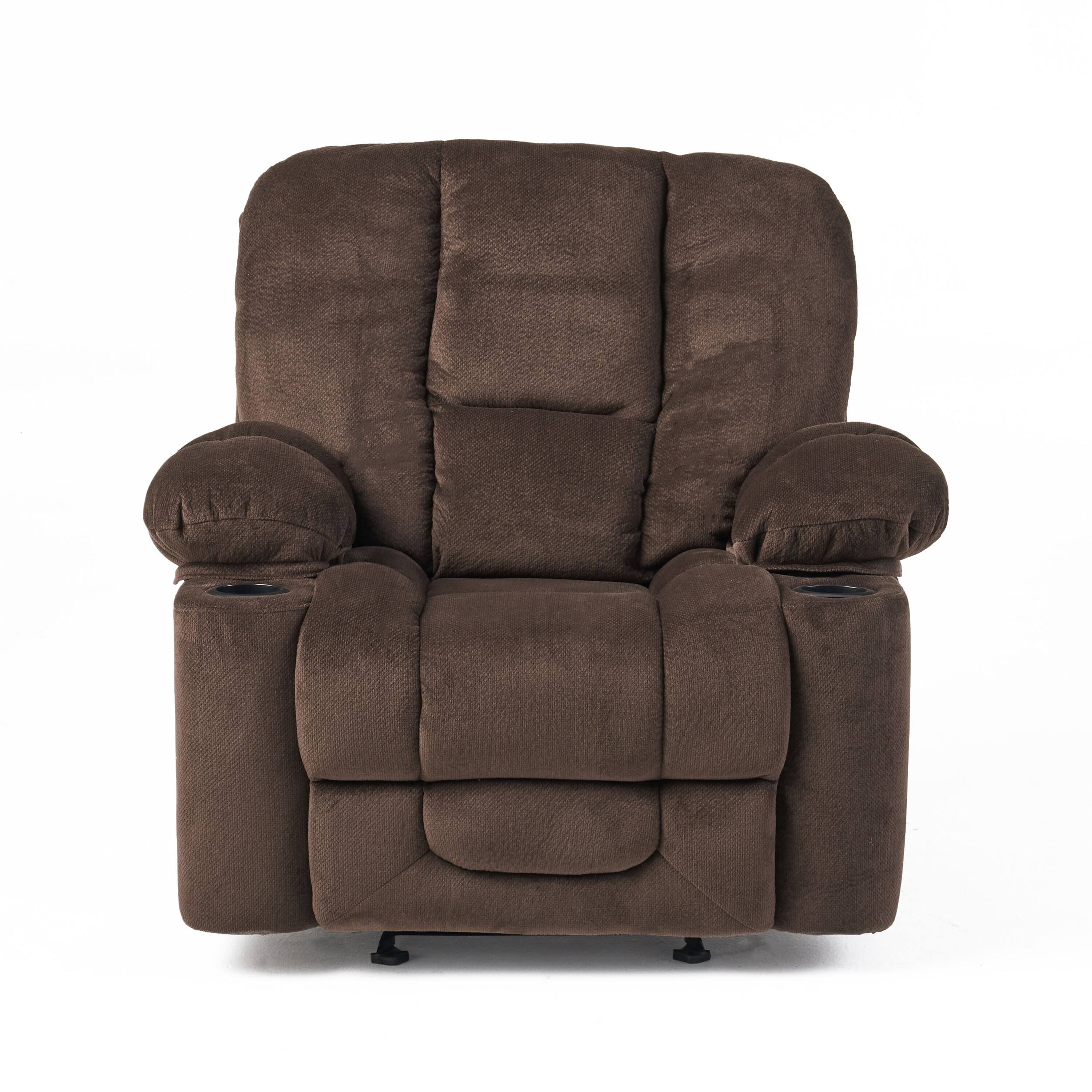 Angle. TinyHomie - Luxurious Manual Recliner Chair in Chocolate with Skin Friendly Fabric and Dual Cup Holders - white.