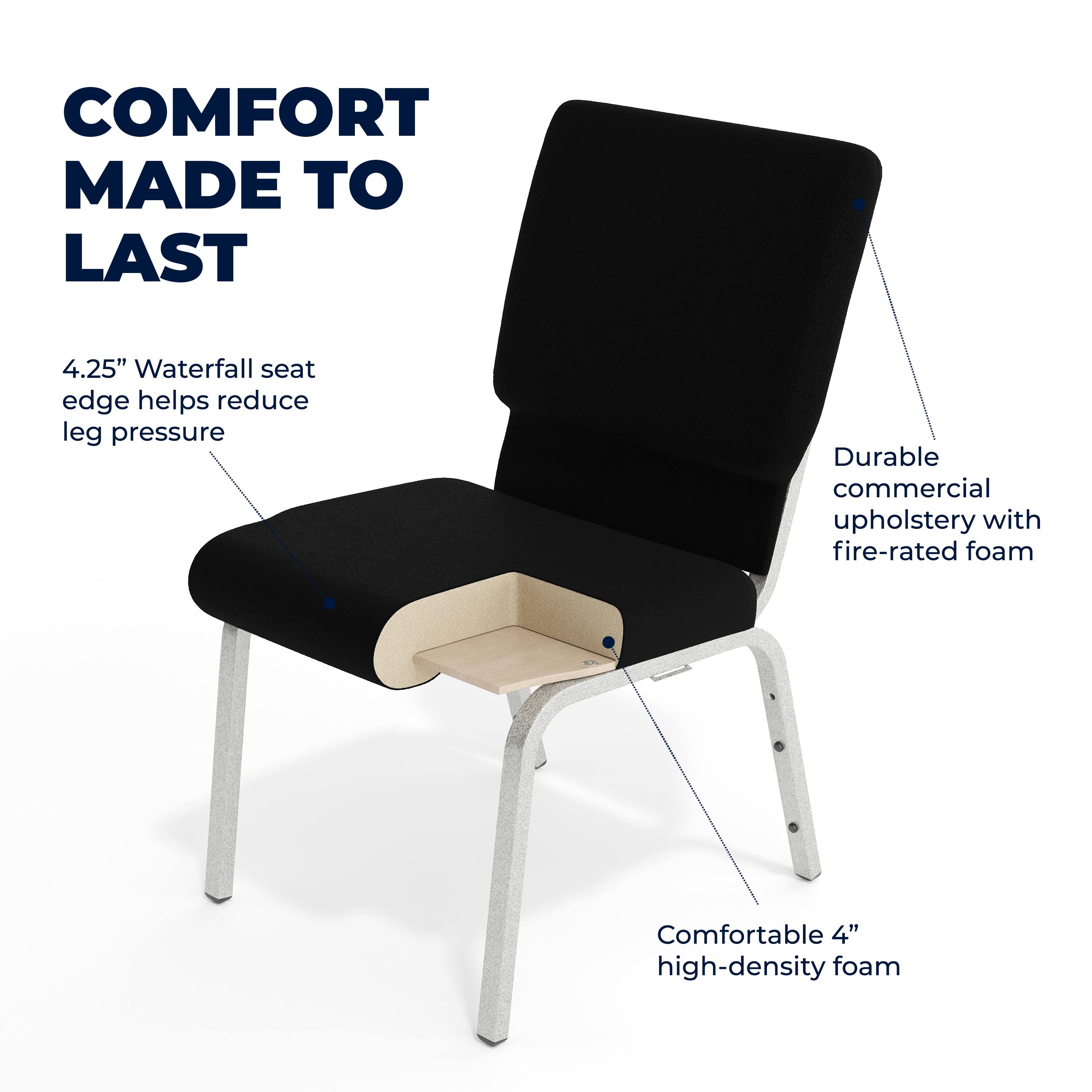 COMFORT MADE TO LAST

4.25" Waterfall seat edge helps reduce leg pressure

Durable commercial upholstery with fire-rated foam

Comfortable 4" high-density foam