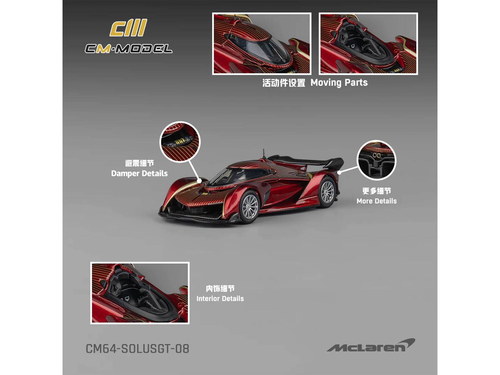 CIII  
CM-MODEL  

Moving Parts  
Damper Details  
More Details  

Interior Details  

CM64-SOLUSGT-08  

McLaren