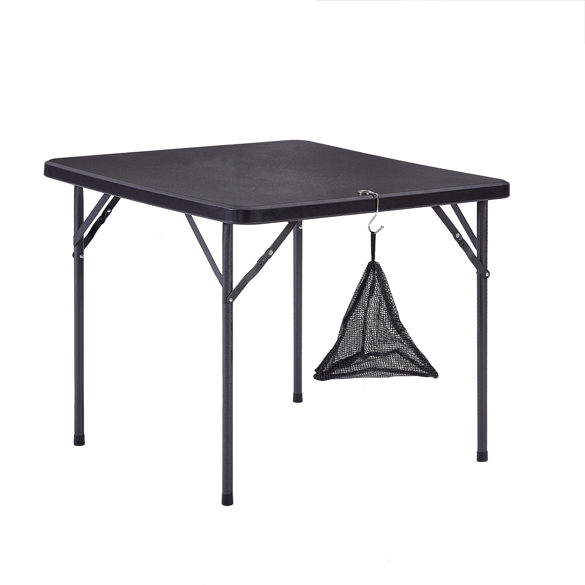 Vecelo - Folding Card Table– Portable HDPE Folding Table with Metal Frame for Indoor & Outdoor Use - Black