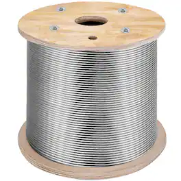 VEVOR - 316 Stainless Steel Cable 1/8" 1x19 Steel Cable Wire Rope 150M/500FT Cable Railing Transport Wire Rope Cable - Silver