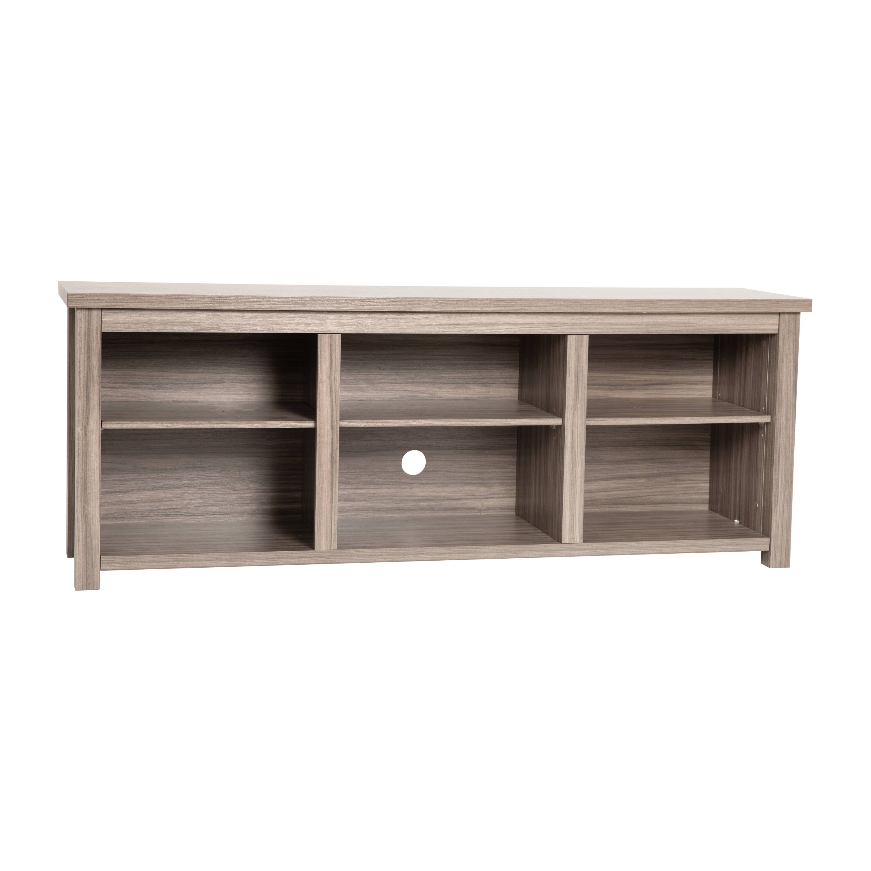 Alt View 1. Emma + Oliver - Sienna Cube Style TV Stand for up to 80" TV's - 65" Media Console with 6 Open Storage Shelves - Gray Wash Oak.