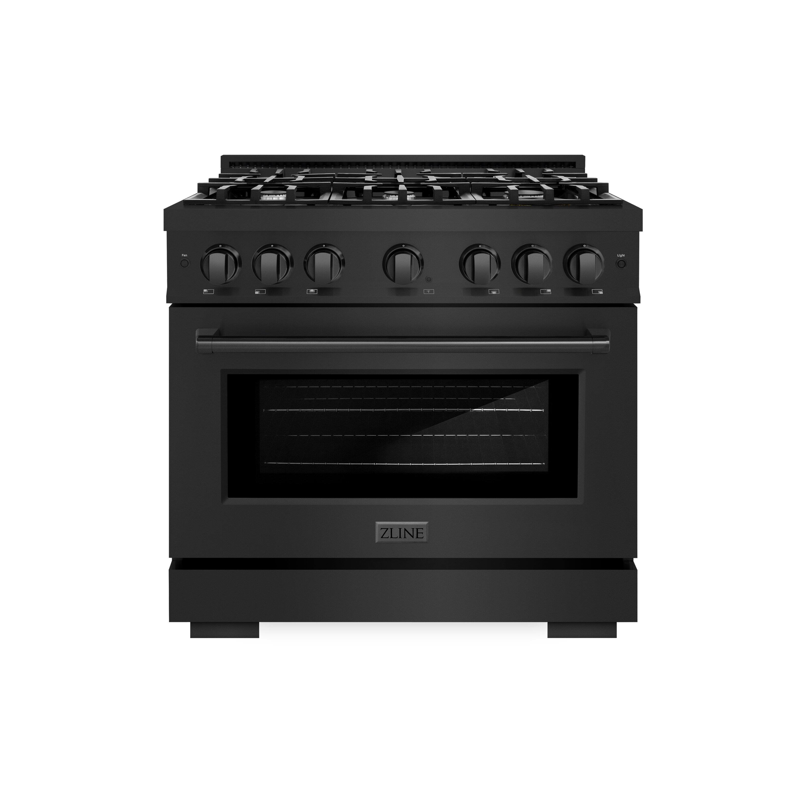 Angle. ZLINE - ZLINE 36" Select Dual Fuel Black Stainless Steel Range w/ 6 Burners & Convection Oven (HDRB-36) - Stainless Steel.