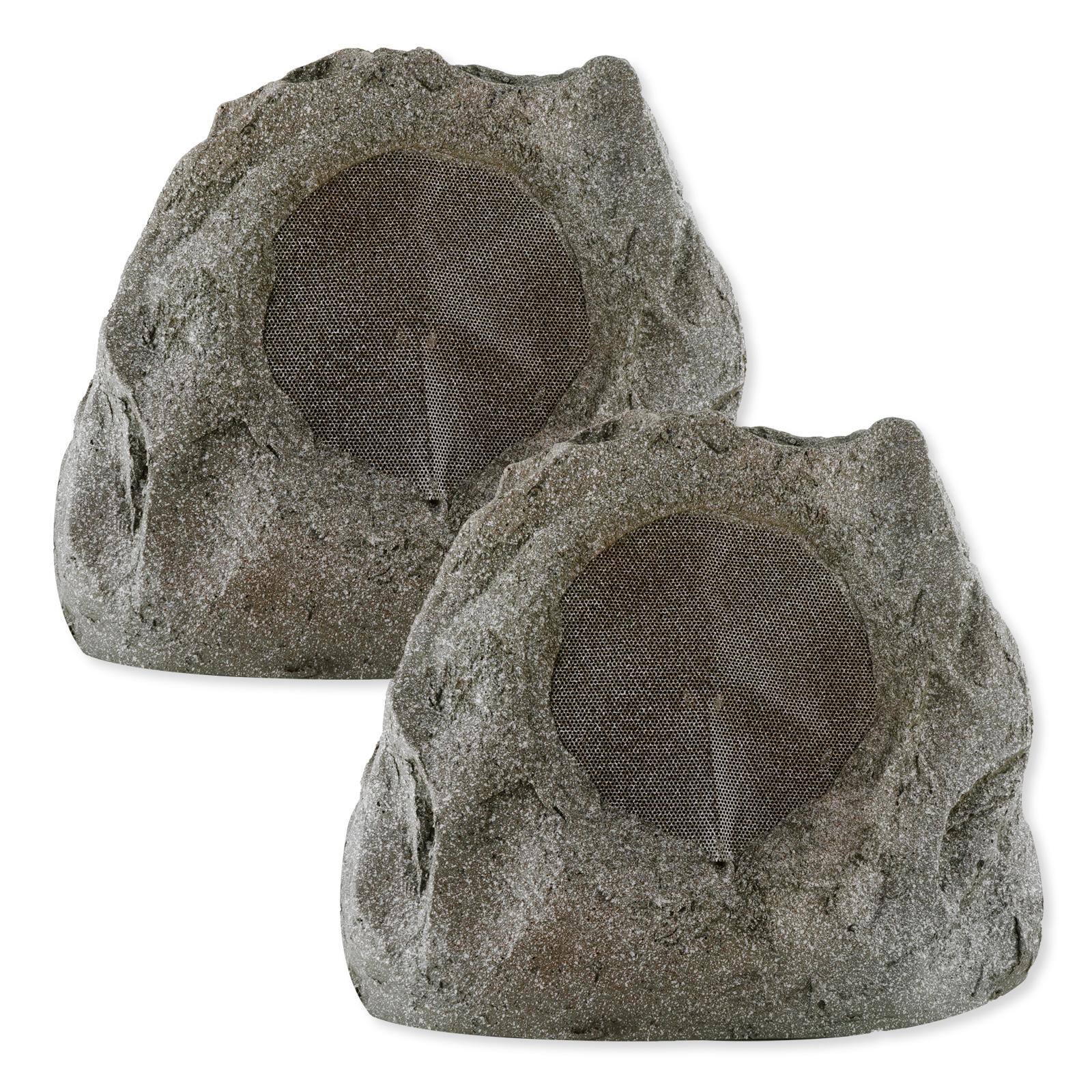 Front. Lithe Audio - Bluetooth & Passive Garden Rock Speakers - Brown.