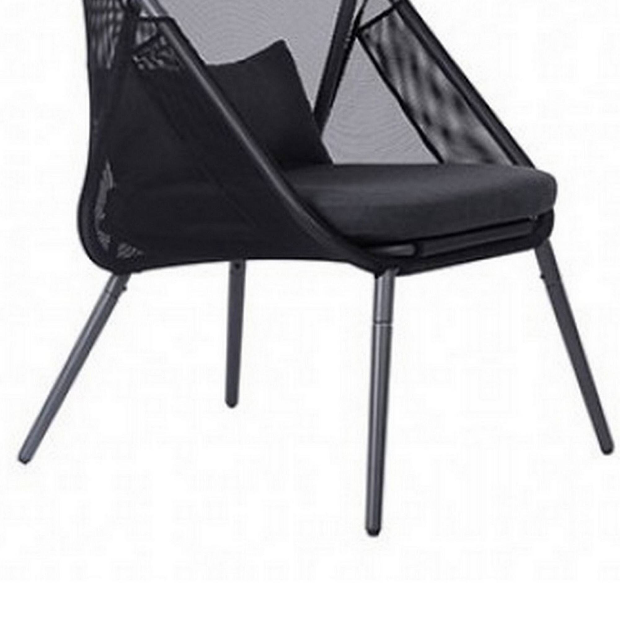 Alt View 3. Manhattan Lane - 34 Inch Outdoor Foldable Chair, Set of 2, Black Fabric Seat, Steel Frame - Black.