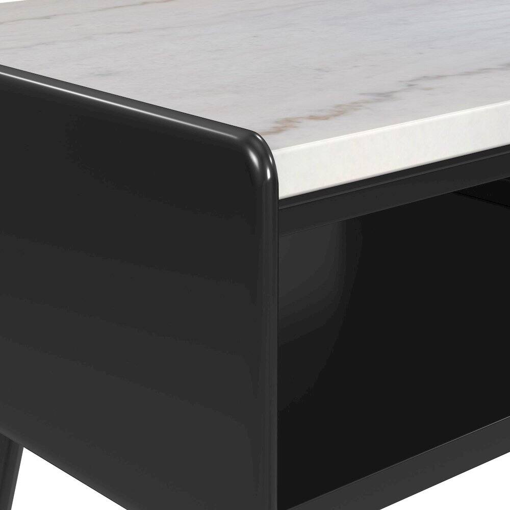 Alt View 2. Picket House Furnishings - Indina End Table with White Marble Top in Black - Black.
