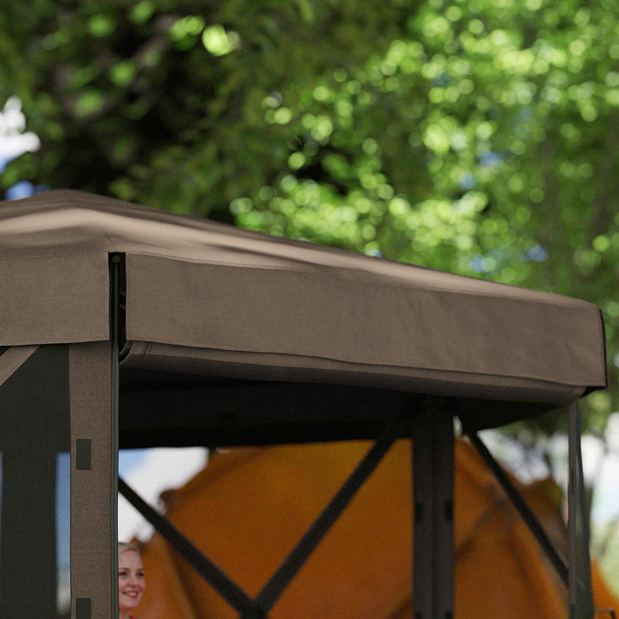 Alt View 7. Outsunny - x 12' Hexagonal Pop Up Gazebo Canopy Tent with 5 Sidewalls - Brown.