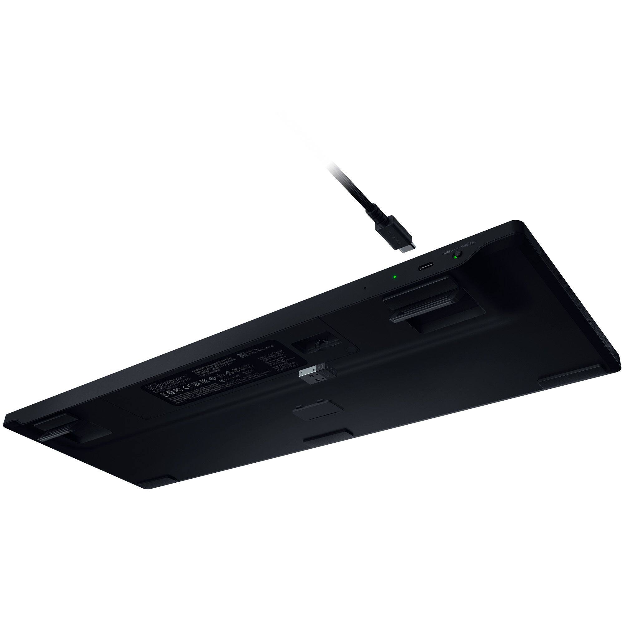 Alt View 6. Razer - BlackWidow V4 Low-profile HyperSpeed Wireless Full Size Mechanical Green Clicky Switch Gaming Keyboard with Chroma RGB - Black.