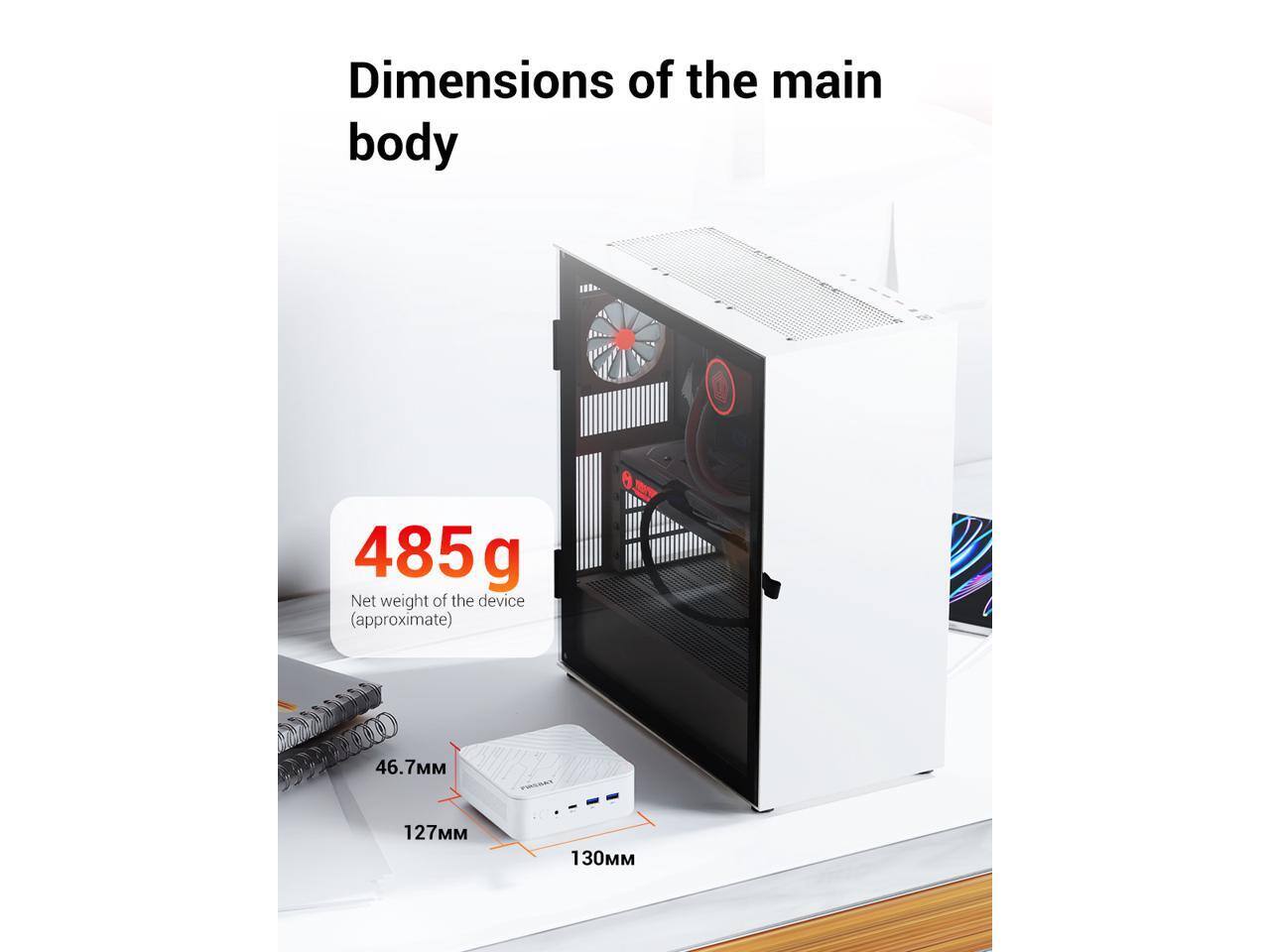 Dimensions of the main body

485 g Net weight of the device (approximate)

46.7
127
130