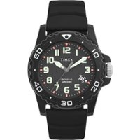 Timex Men's Main Street 42mm Watch - Black Strap Black Dial Black Case - Black - Front_Zoom