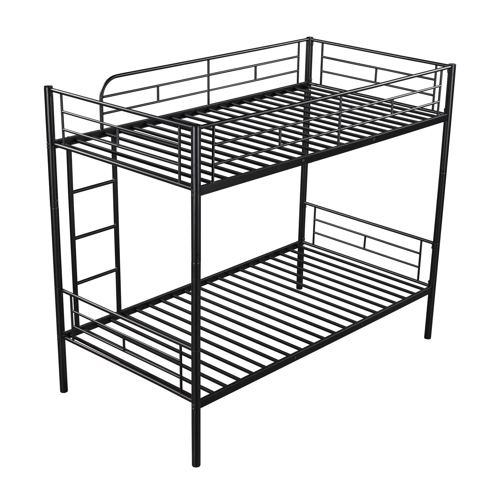 Angle. Spaco - Spaco Twin Over Twin Convertible Metal Bunk Bed, Heavy Duty Steel with Wear-Resistant Finish, for Bedroom, Kids Room - Black.