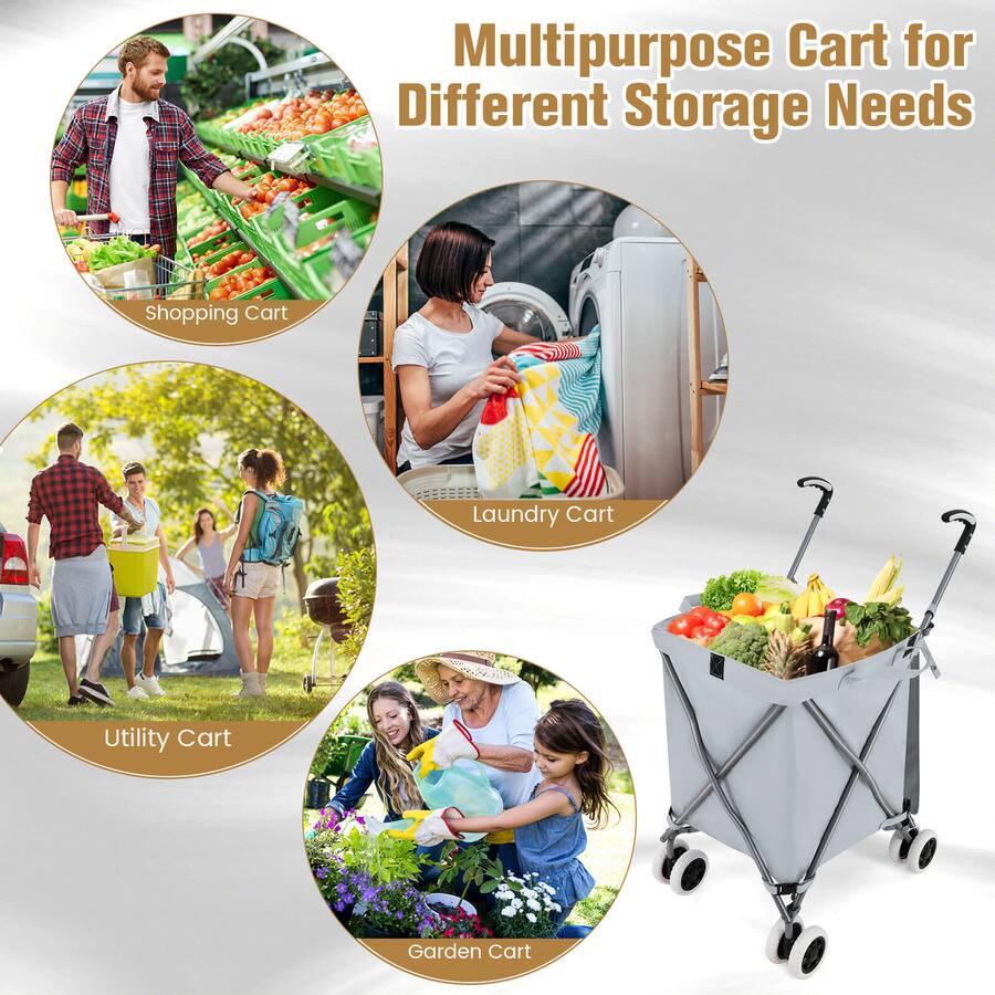 Geagraphic Cart Costway Folding Shopping Cart Utility with Water Resistant Removable ...