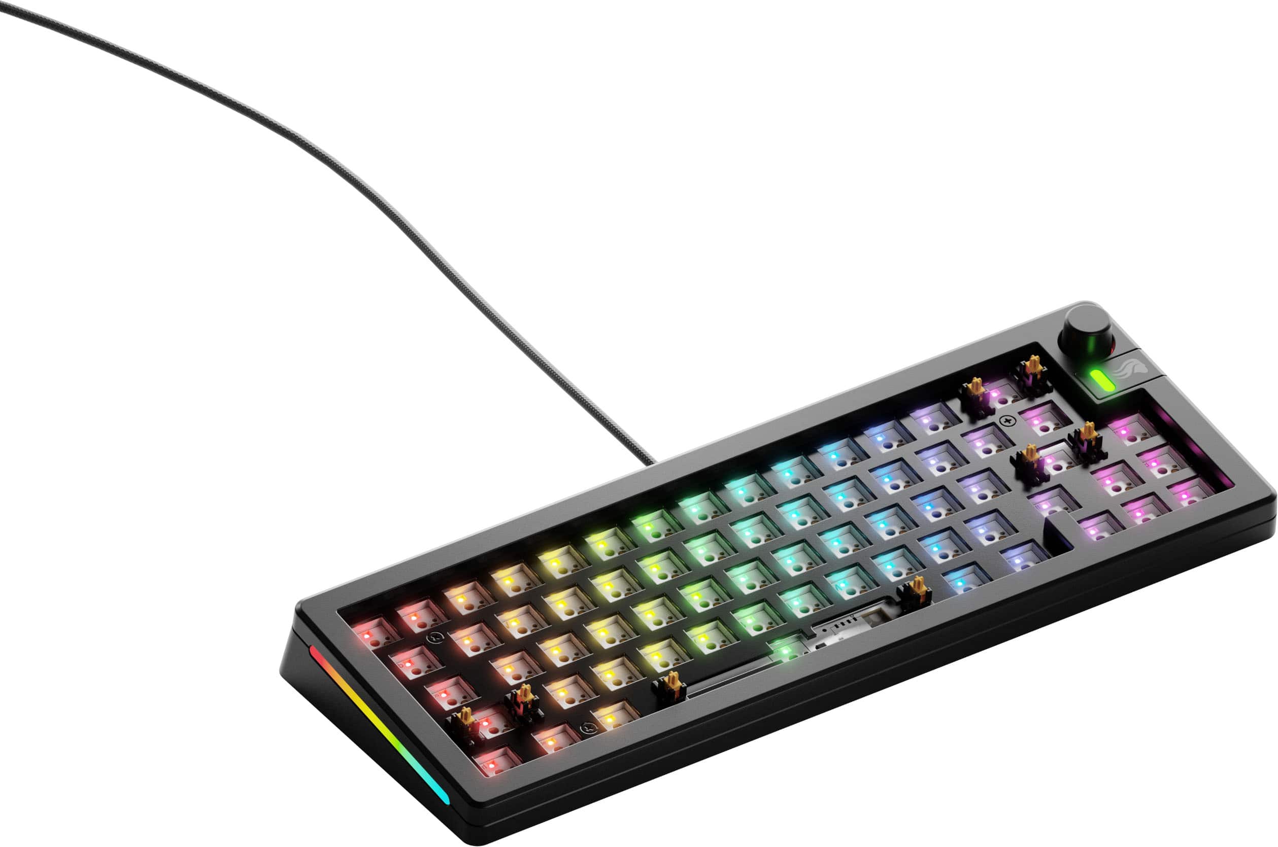 Angle. Glorious - GMMK 3 65% Barebones Wired Mechanical Gaming Keyboard with Modular Gasket System - Black.