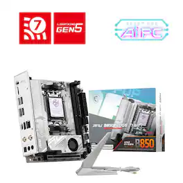 MSI - MPG B850I EDGE TI WIFI (Socket AM5) AMD B850 IATX DDR5 Wi-Fi 7 Motherboard - Gray White/Matt