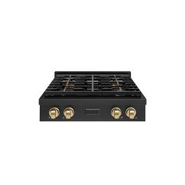 ZLINE - Autograph 30 in. Black Steel Paramount Gas Cooktop with 4 DuoPro Burners and Bronze Accents (PSRTBZ-30-CB) - Black Stainless Steel