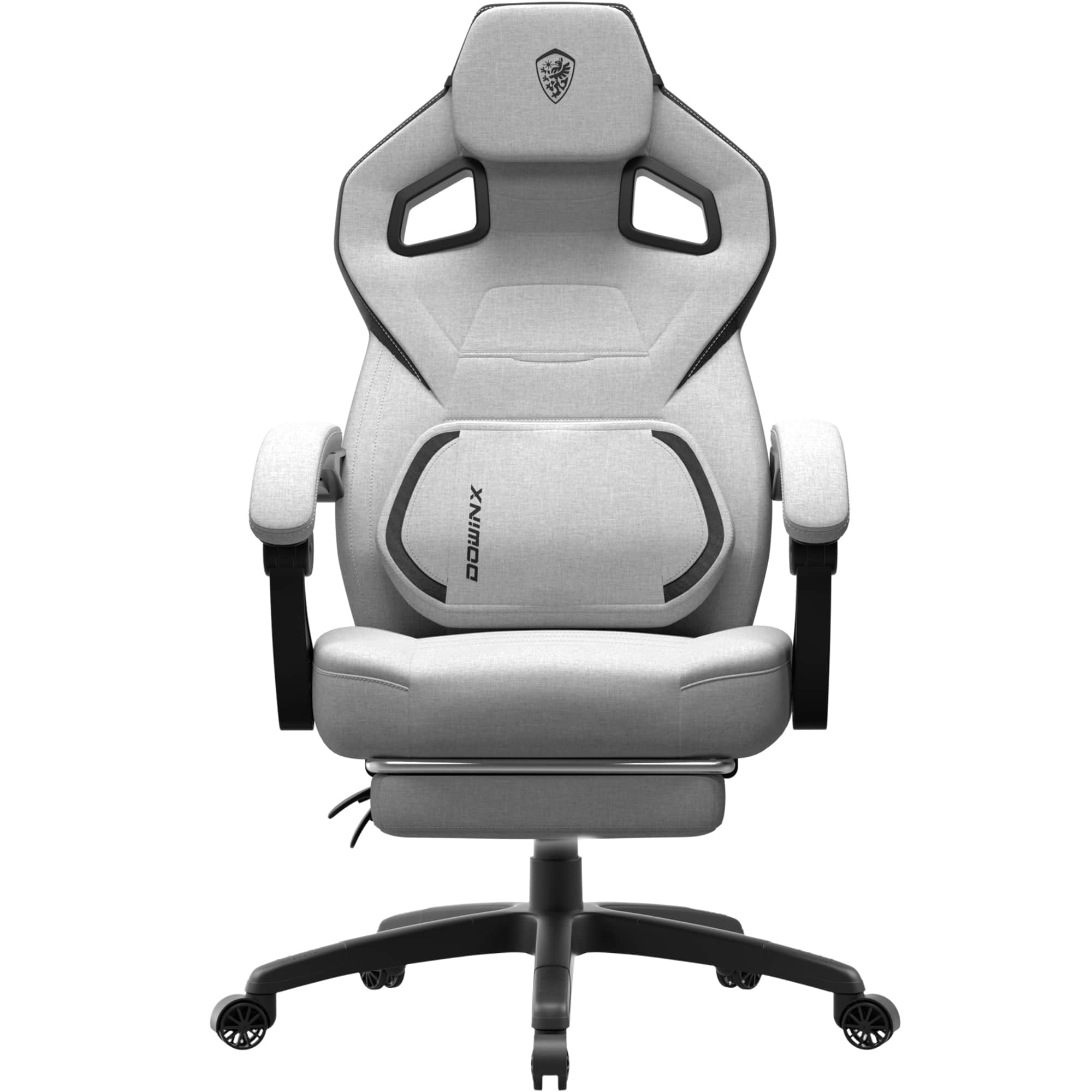 Dowinx - Wide Back Gaming Chair with Footrest for Adults, Office Chair Big and Tall with Breathable Pocket Spring Cushion, Fabric - White