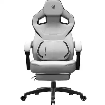 Front. Dowinx - Wide Back Gaming Chair with Footrest for Adults, Office Chair Big and Tall with Breathable Pocket Spring Cushion, Fabric - White.