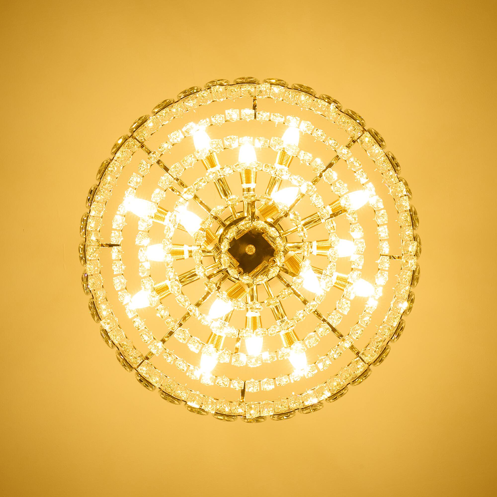 Alt View 9. Siljoy - 24 Inch Round Luxury Rose Gold Multi-Layer Crystal Chandelier, Ceiling Pendant Light for  Living Room and Foyer - Rose Gold.