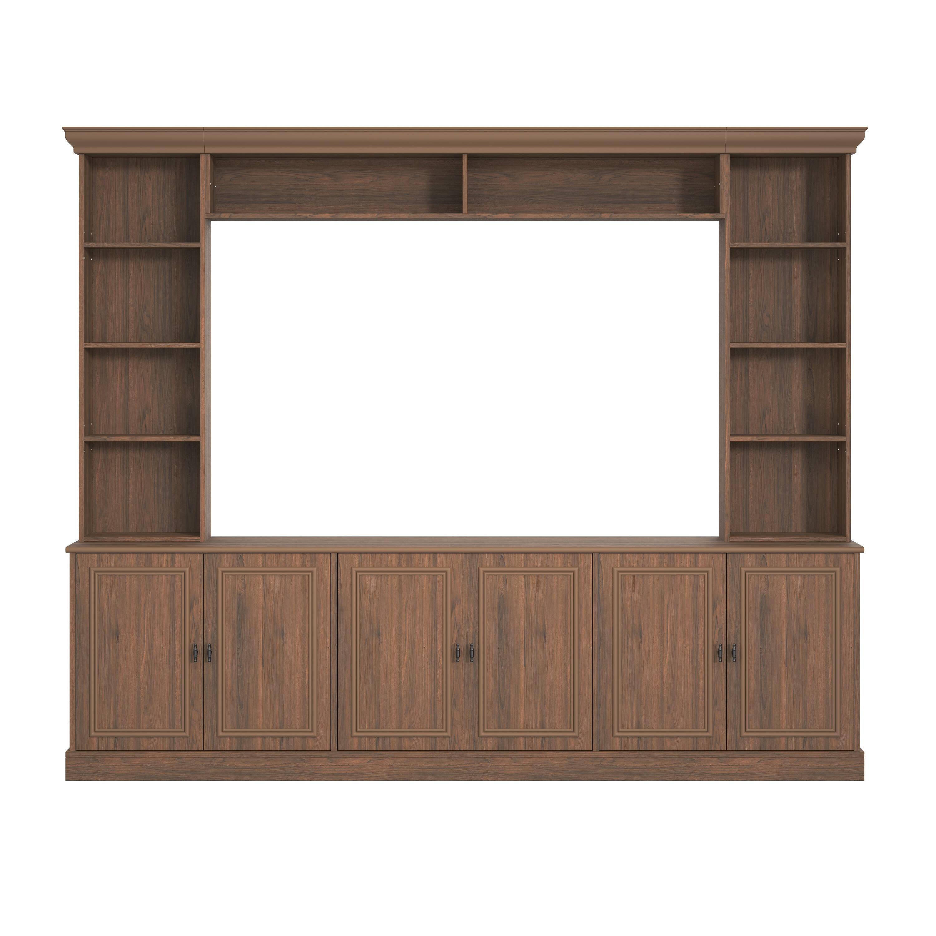 Angle. Whisen - 4-Piece Wall Unit Entertainment Center for TVs up to 70-Inch,TV Stand with Bookshelf Storage and Adjustable Shelf - Walnut.