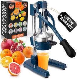 Zulay Kitchen - Professional Citrus Juicer - Heavy Duty Manual Orange Juicer and Lime Squeezer Press Stand - Navy