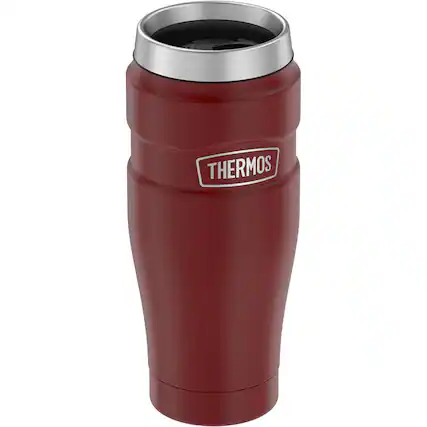 Front. Thermos - Thermos 16 oz. Stainless King Vacuum Insulated Travel Mug - Matte Cranberry - Red.